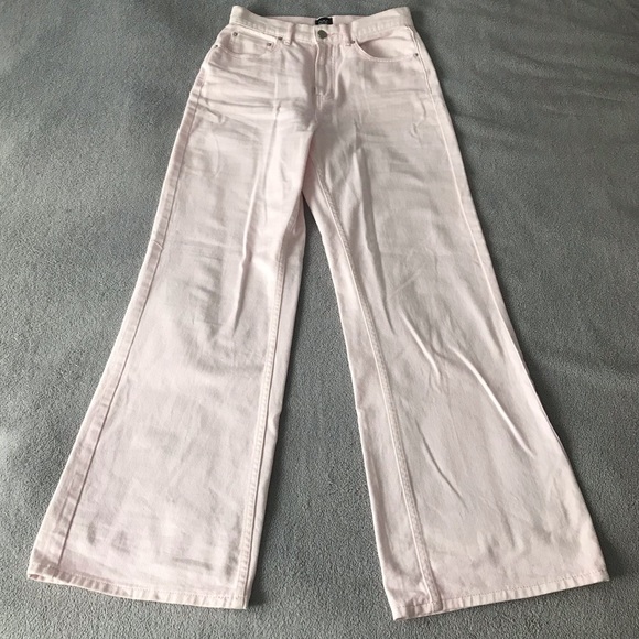 UO BDG Soft Pink Wide Leg High Waisted Puddle Jeans - Picture 5 of 11